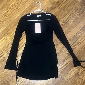 Oh Polly Black Long Sleeve Dress
